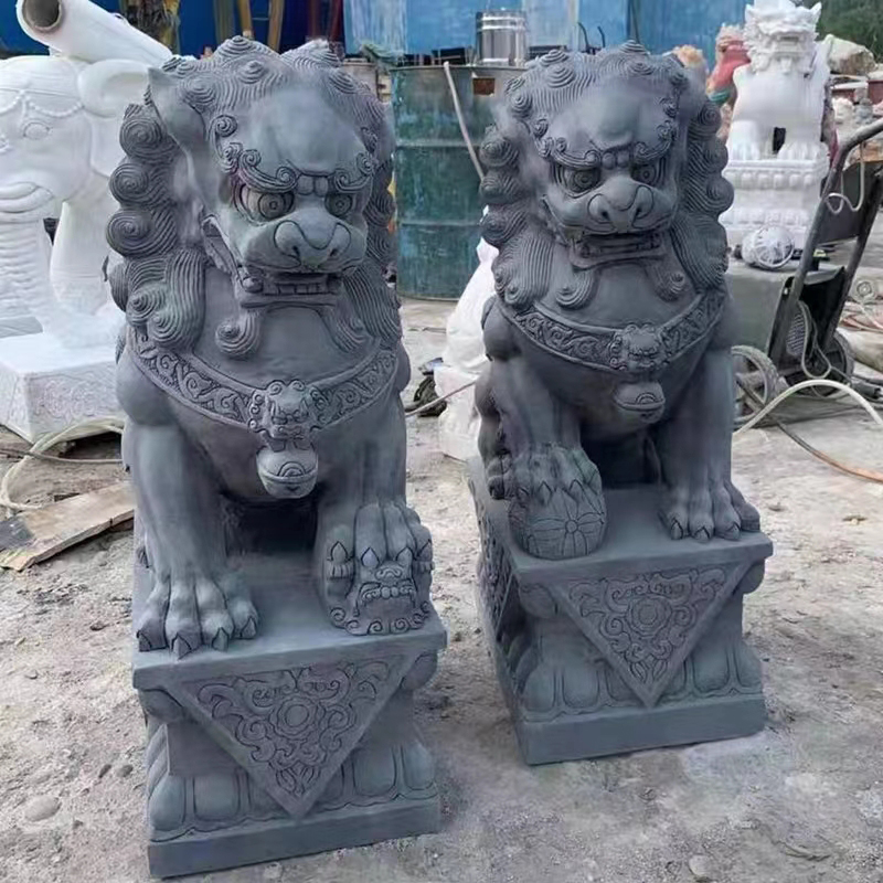 保定市天然石雕狮子厂家天然石雕狮子 定制汉白玉狮子一对儿 摆件神兽石雕