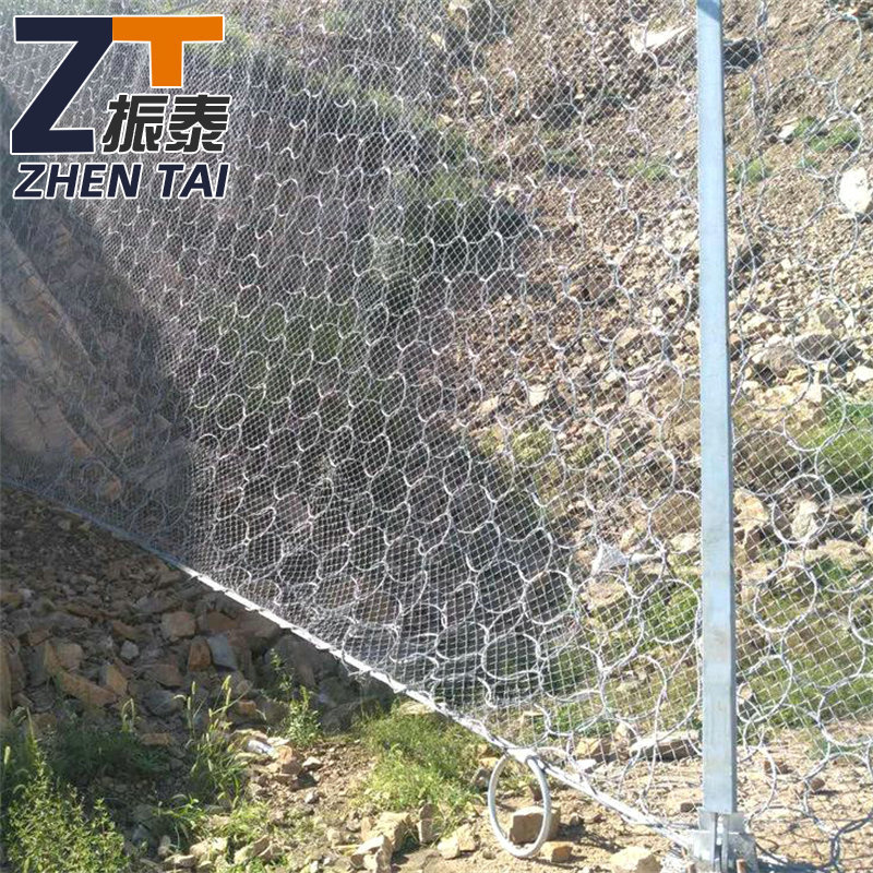 定制防落石滑坡攀爬环形网 格钢丝绳网 山体柔性被动护坡网 护石网