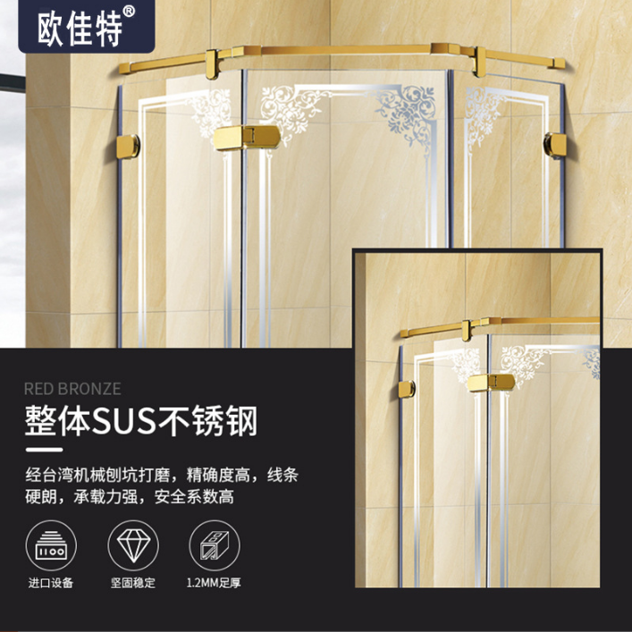 广东酒店公寓简易淋浴房厂家定制 304不锈钢卫生间浴室玻璃隔断