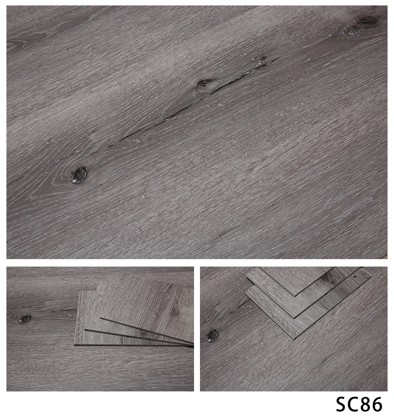 工厂供应6mm浅色木纹SPC石塑地板锁扣地板加厚耐磨防水耐火   山东spc石塑地板
