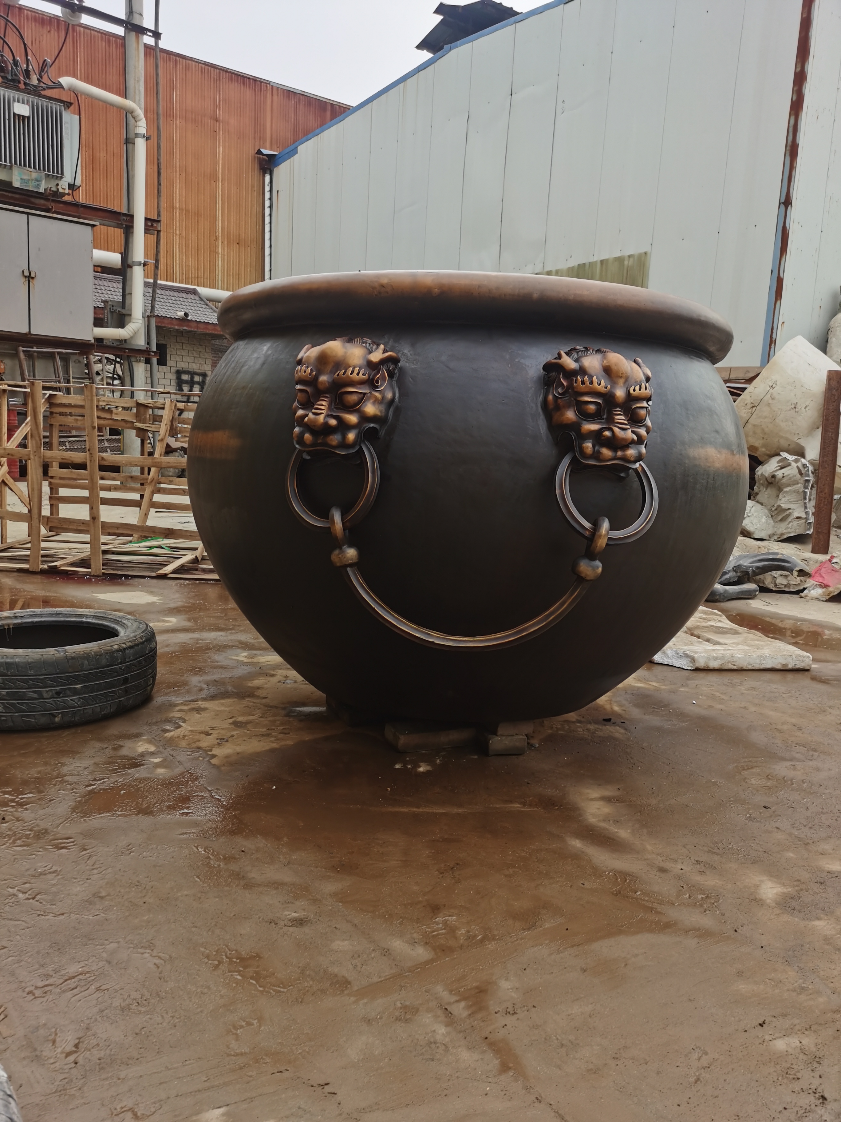 唐县世博雕塑制作有限公司铜缸摆件 公司门口摆放铜缸 庭院铜缸 纯铜缸图片