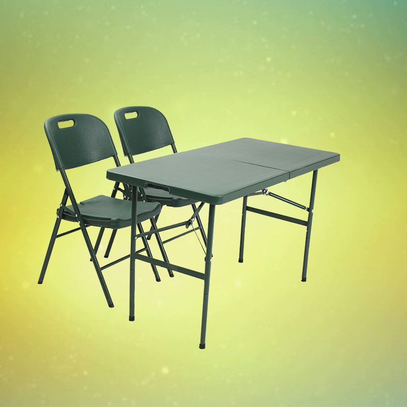 军绿色折叠桌  简易折叠桌  便捷式桌椅 吹塑作业桌