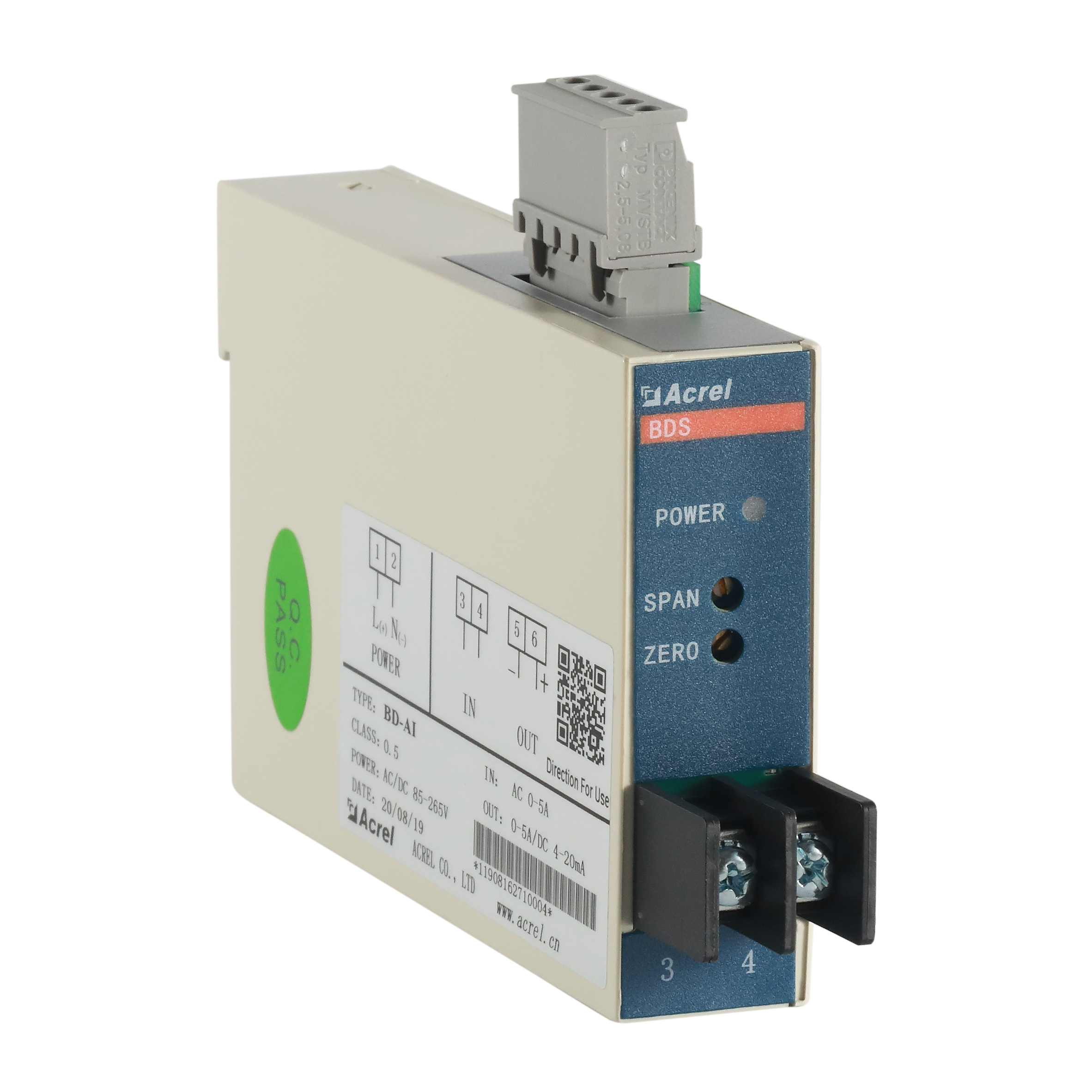 安科瑞BD-DV直流电压变送器隔离变送输出4-20mA/0-5V信号