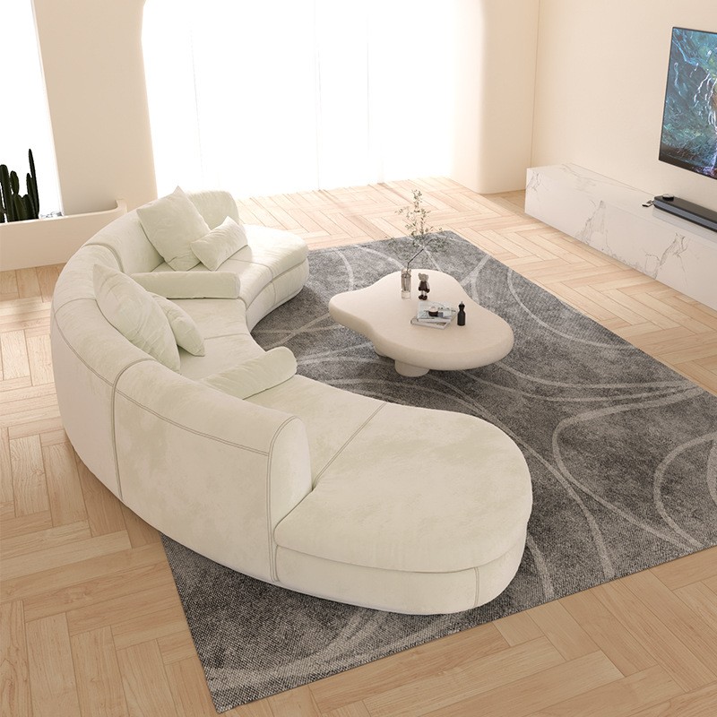 意式极简设计师沙发弧形布艺沙发大户型别墅大平层客厅组合