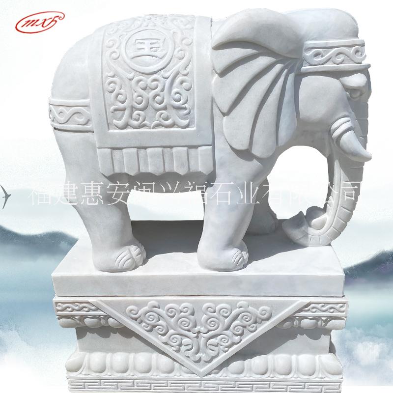 泉州石材厂家汉白玉大象石雕雕刻花岗岩石象门口动物雕塑摆件