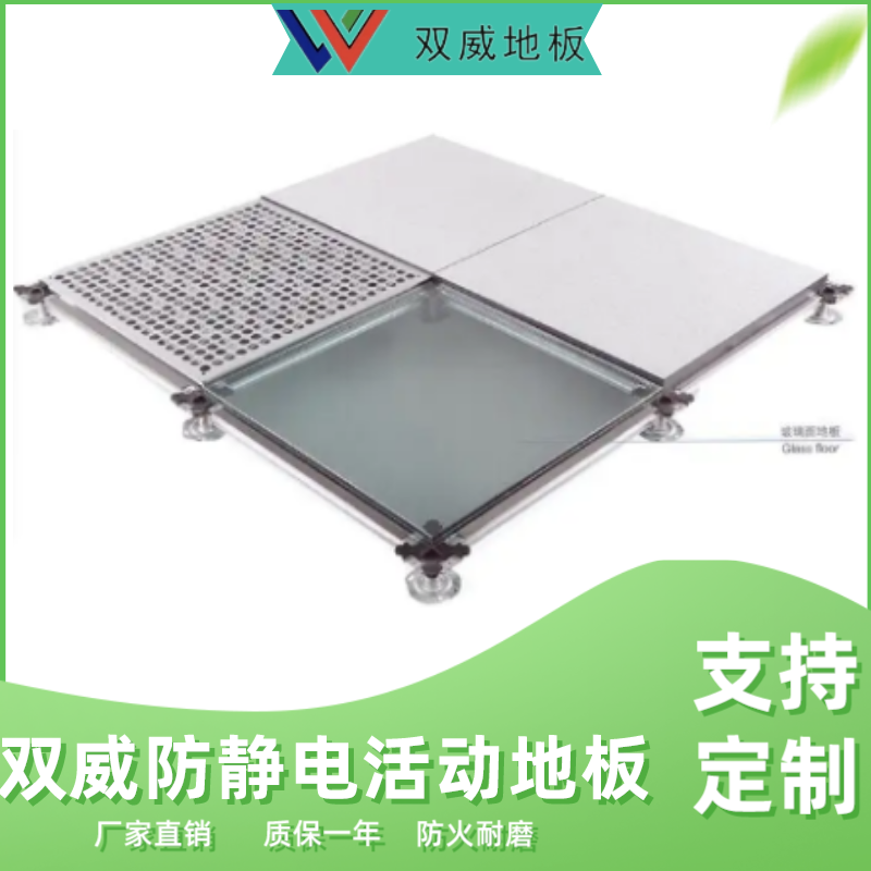 钢制玻璃防静电活动地板 架空走线 高承载 鑫双威实力厂家