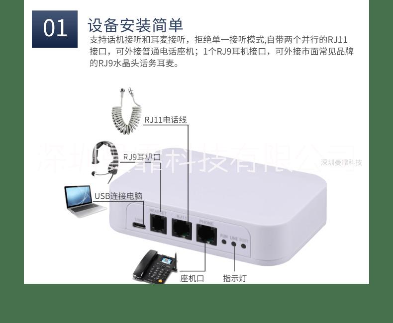 曼霏MF701固话版录音盒 带局域网电话管理系统 支持反极信号 准确识别接通