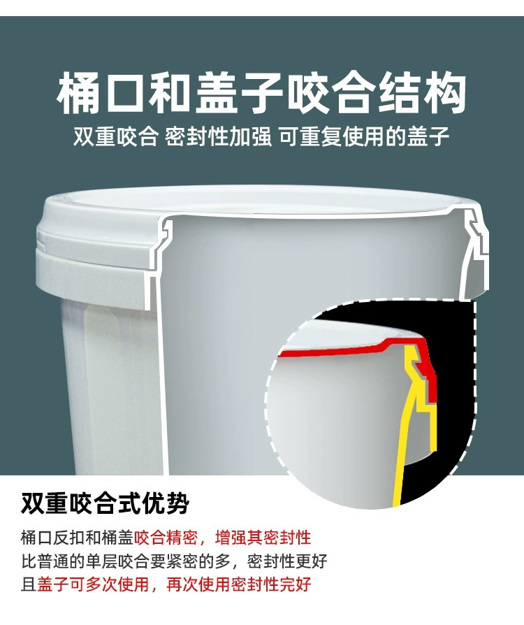 食品级密封工业用塑料桶圆桶带盖白色小水桶油漆空桶5L20公斤25升