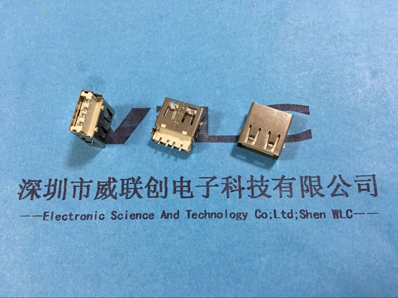 180度USB连接器 SMT 沉板USB2.0母座批发