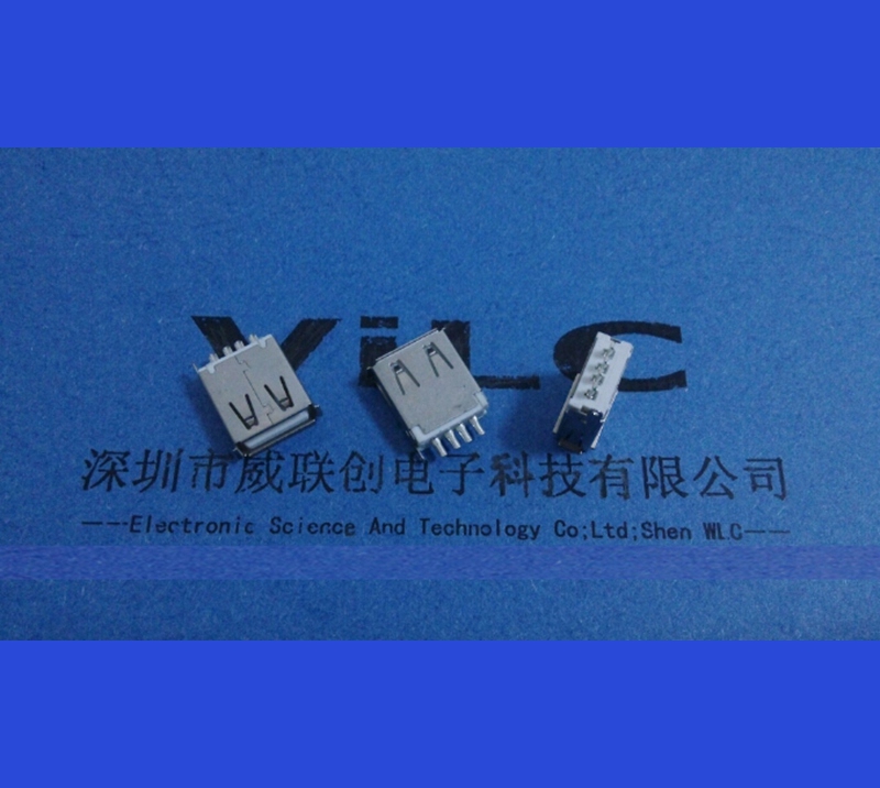 A母 90度USB2.0母座 加高USB插座 插板 卷边USB连接器 定制供应