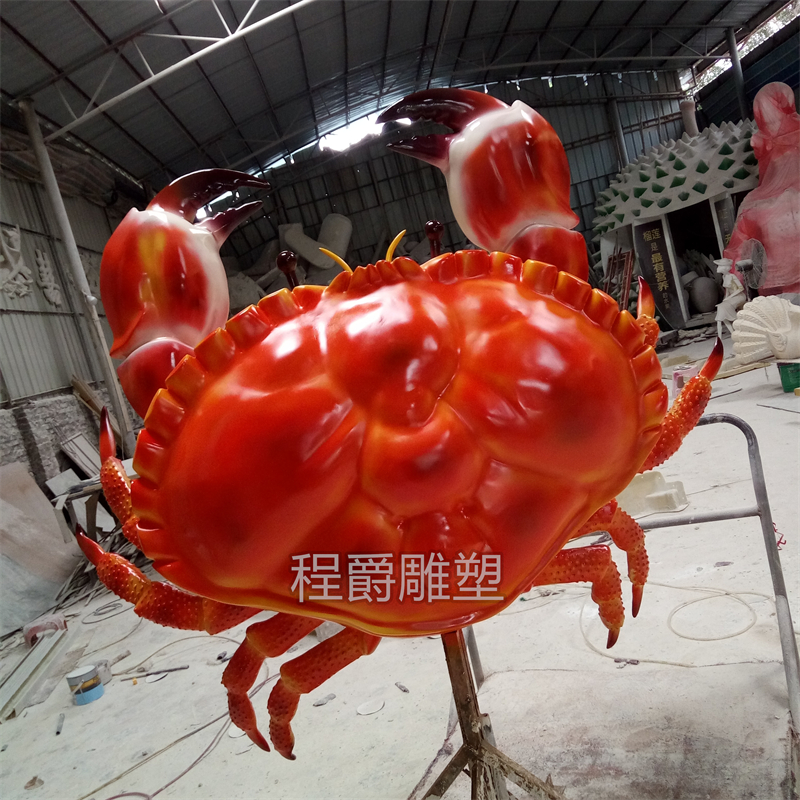 酒店食品招牌蟹雕塑 仿真动物雕塑玻璃钢面包蟹 仿真海洋动物雕塑