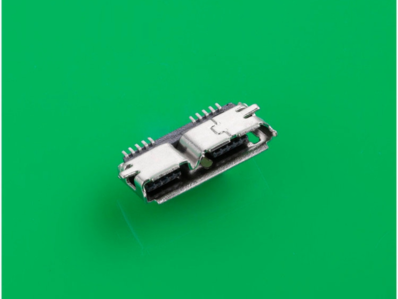 180度直立式MICRO USB 3.0母头 短体H=6.5 圆形柱子 贴脚打孔