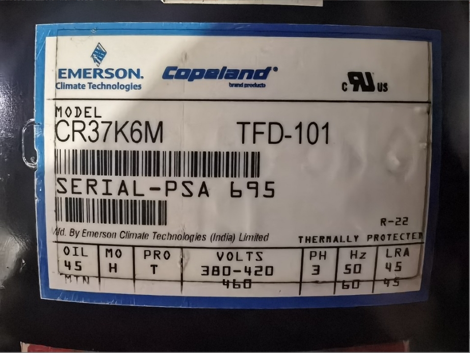 CR37K6M TFD-101 EMERSON Copeland 制冷压缩机