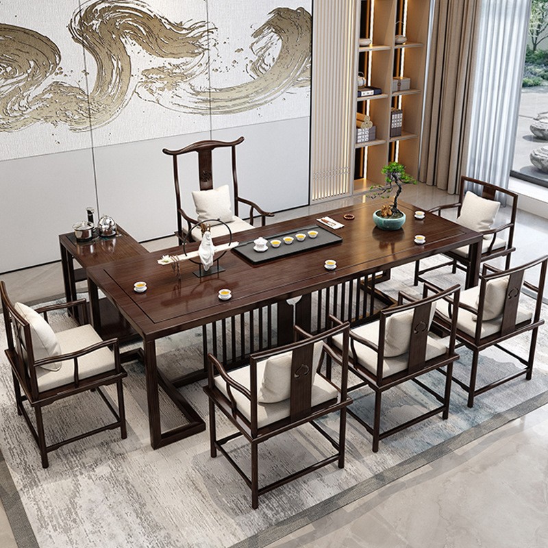 大板茶台桌 办公室泡茶桌 实木茶桌全套 家用茶桌椅组合
