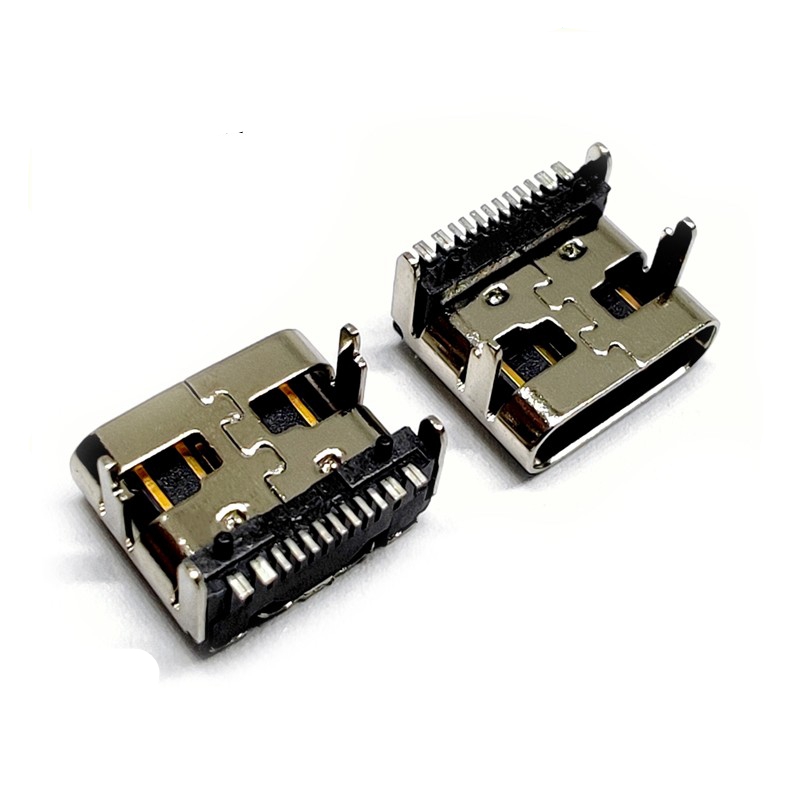 Type-C 16Pin母座 板上四脚插板DIP 加高1.0MM 垫高型USB3.1连接器